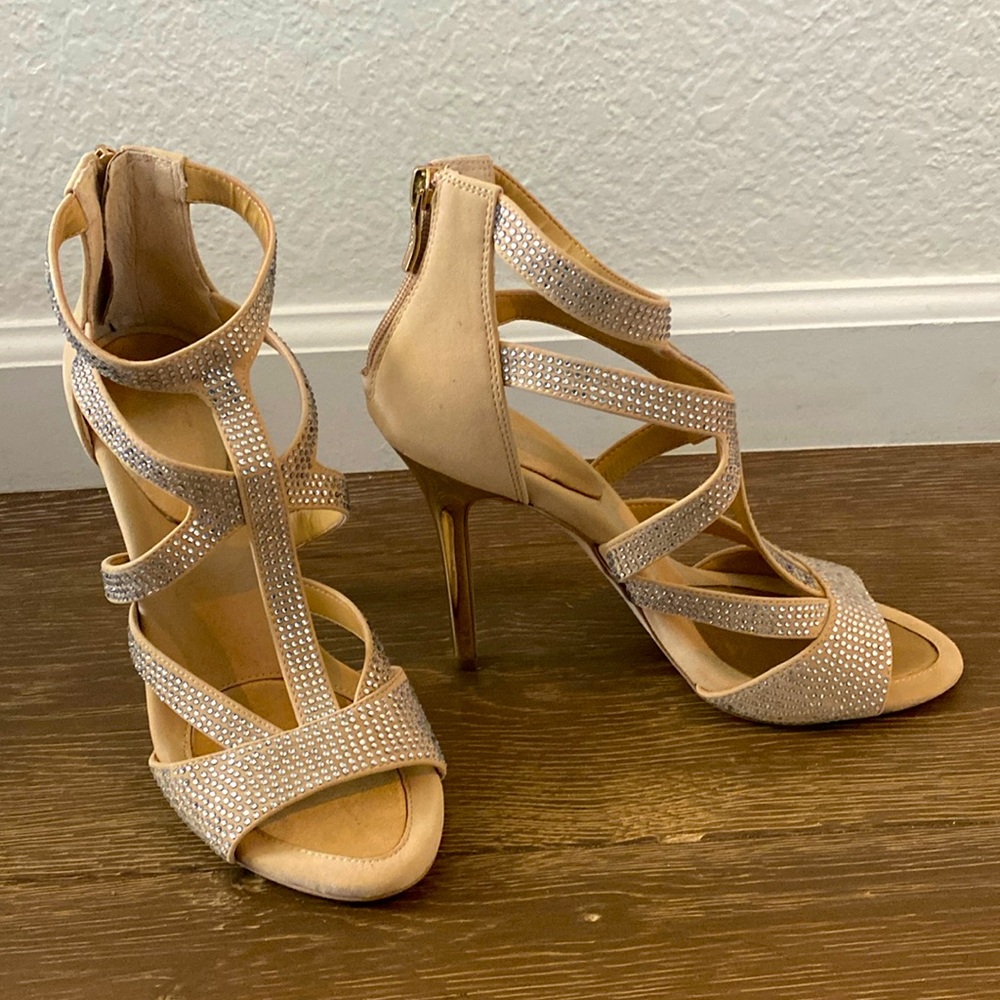 BCBGeneration Jeweled Heels with Gold Stilettos